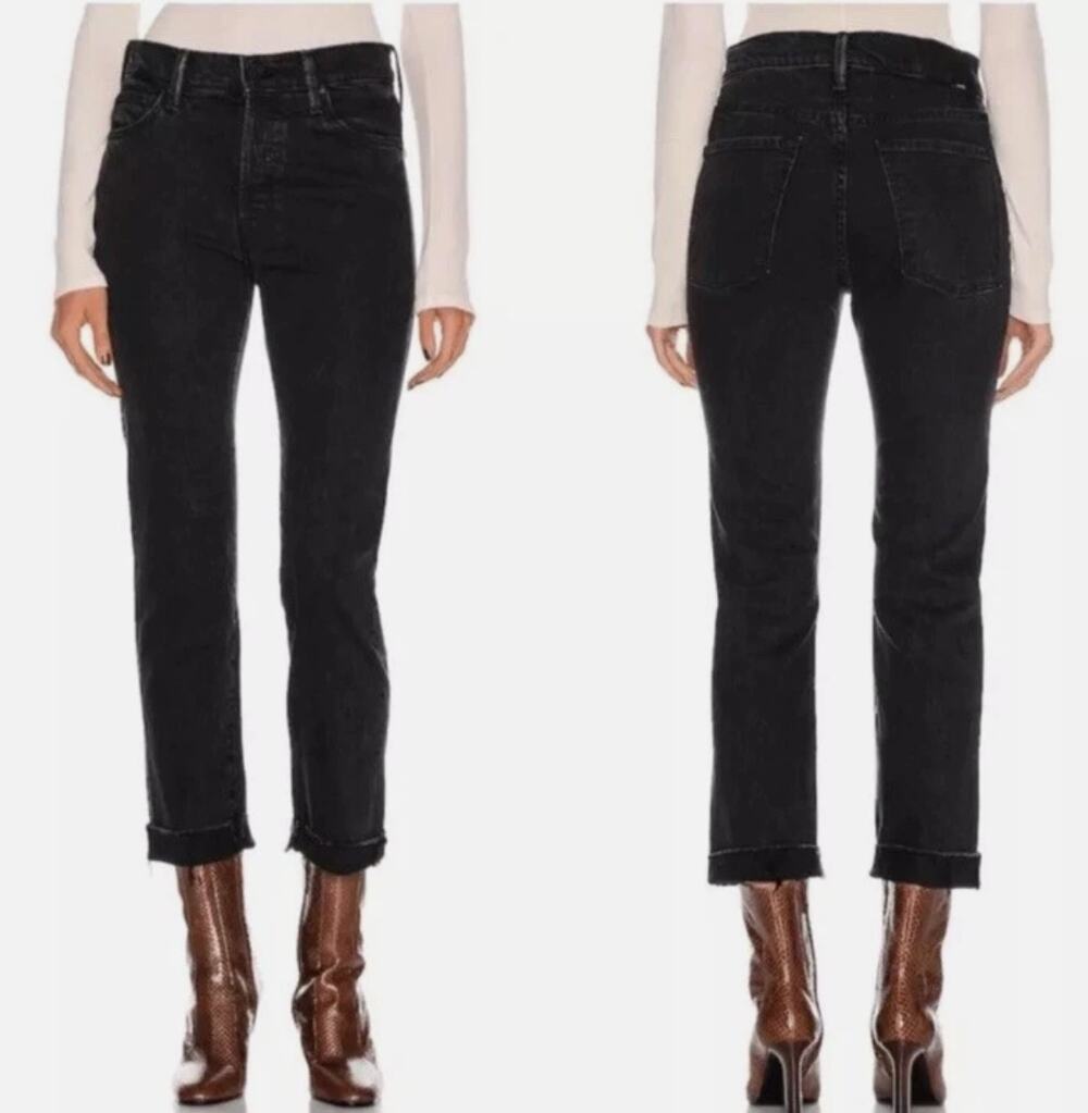 Mother Superior The Scrapper Cuff Ankle Fray in Who's Sorry Now Black Crop 26